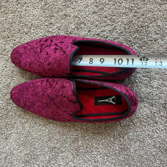 Enzo Rome Red Vintage Damask Velvet Dress Loafers Slip On Dress Shoes- 13 main image 5